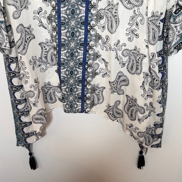 Democracy Boho Peasant Blouse With Tassels Size 1X - Picture 11 of 16